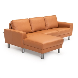Stamford 2600 sofa med Chaiselong - B 250 x D 163 cm. - Soleda Læder Cognac 